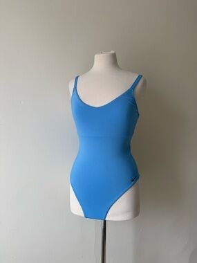 Nike Blue One Piece Swimsuit Minimal Cutout Back Size M